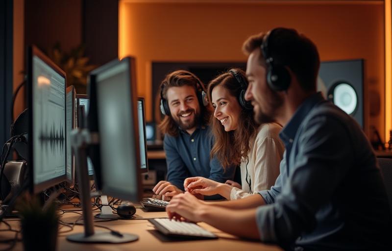 Équipe Denglous travaillant dans le studio